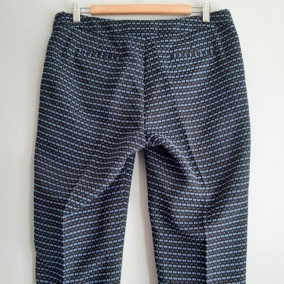 ANNE KLEIN | Woven Textured Pattern Front Crease Ankle Crop Trousers Blue Sz 10 - Picture 7 of 11